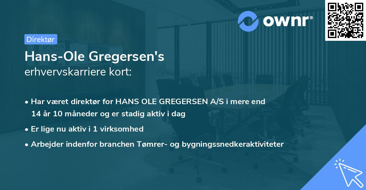 Hans-Ole Gregersen's erhvervskarriere kort