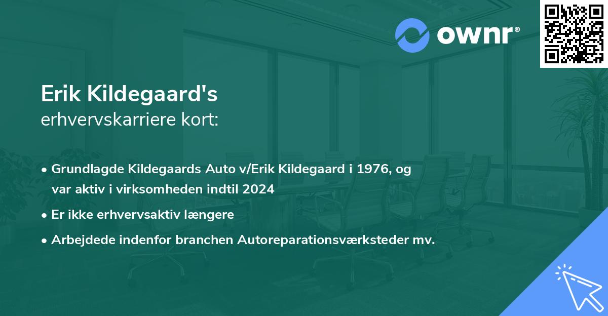 Erik Kildegaard's erhvervskarriere kort