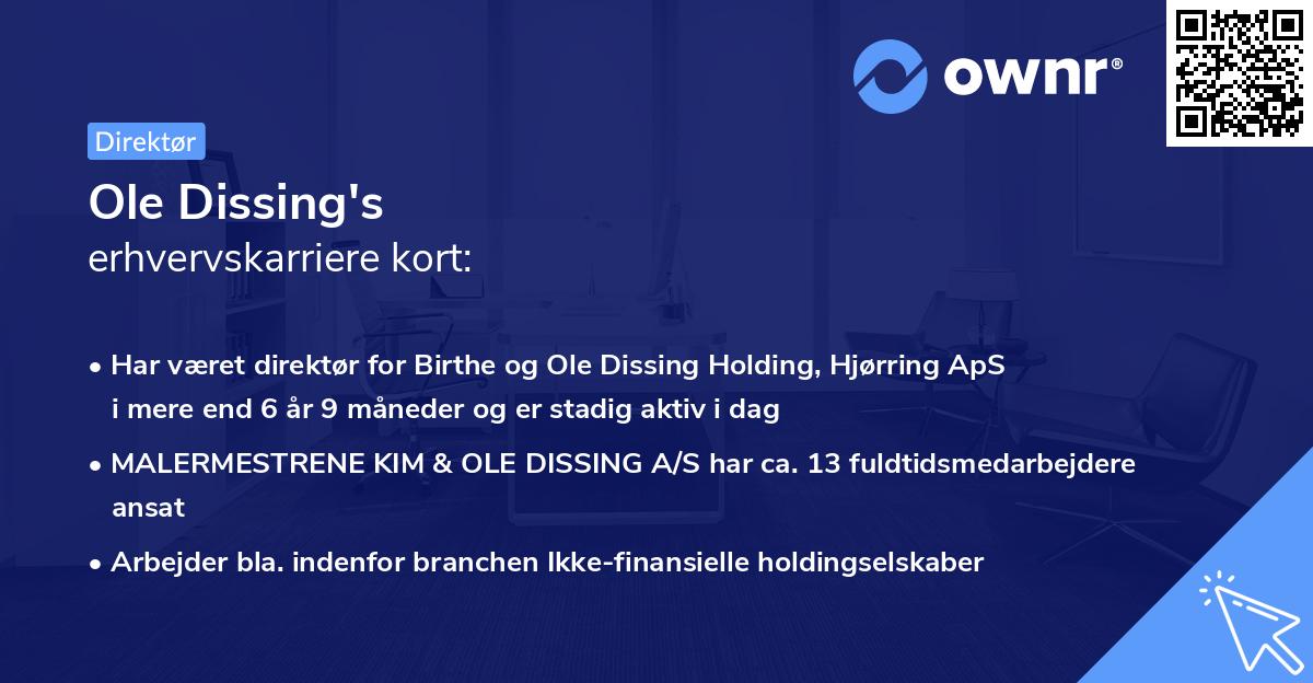 Ole Dissing's erhvervskarriere kort