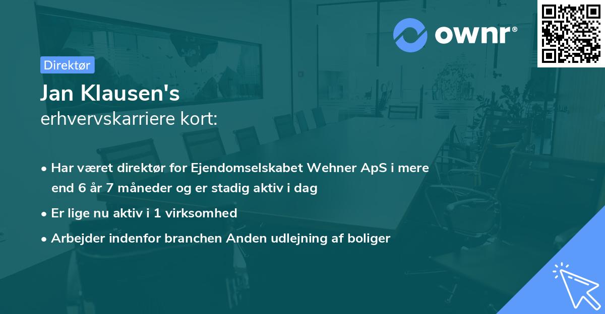 Jan Klausen's erhvervskarriere kort