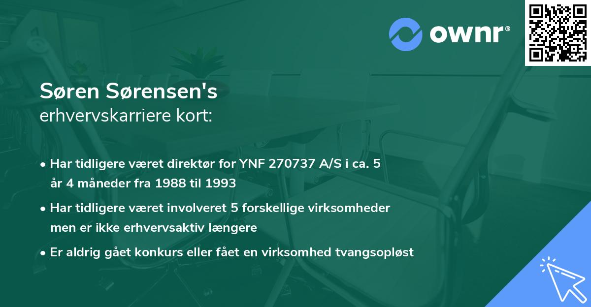 Søren Sørensen's erhvervskarriere kort