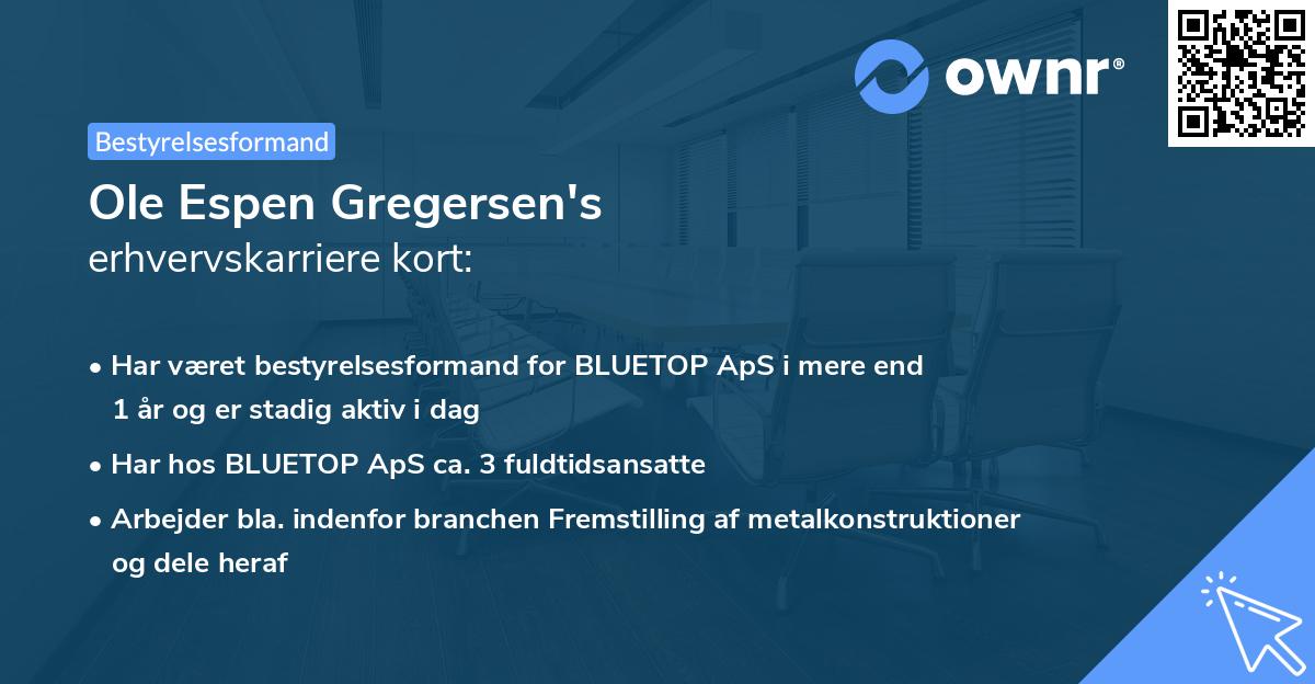 Ole Espen Gregersen's erhvervskarriere kort