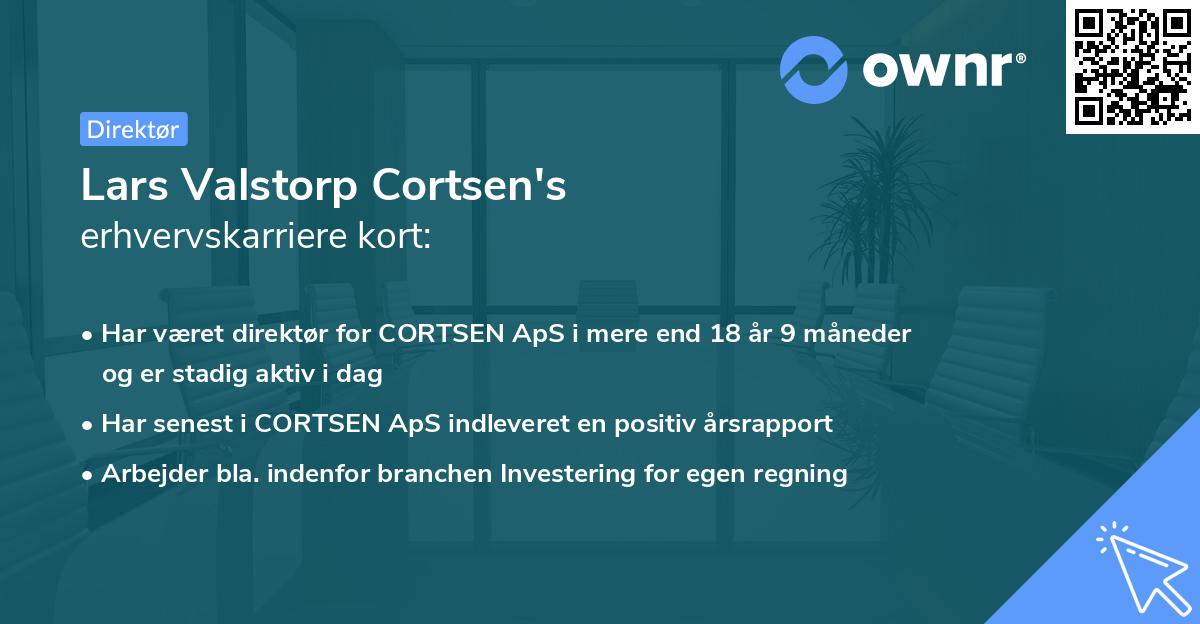Lars Valstorp Cortsen's erhvervskarriere kort