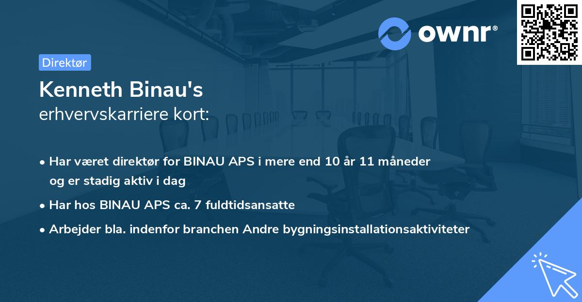 Kenneth Binau's erhvervskarriere kort