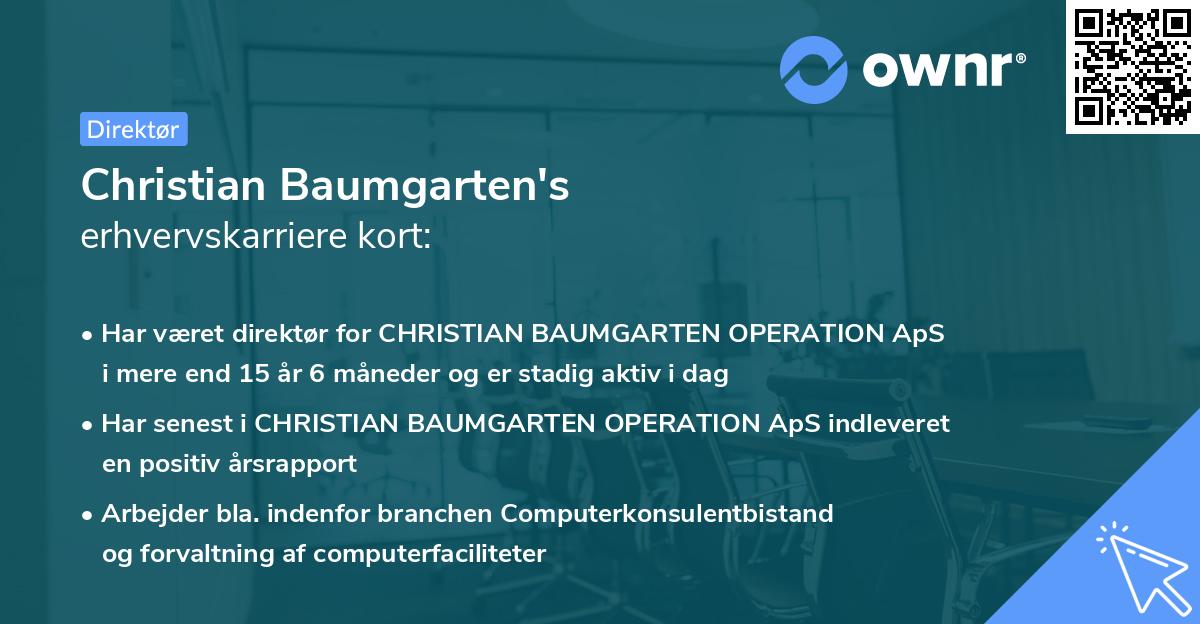 Christian Baumgarten's erhvervskarriere kort