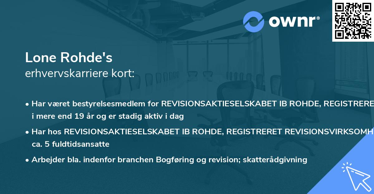Lone Rohde's erhvervskarriere kort
