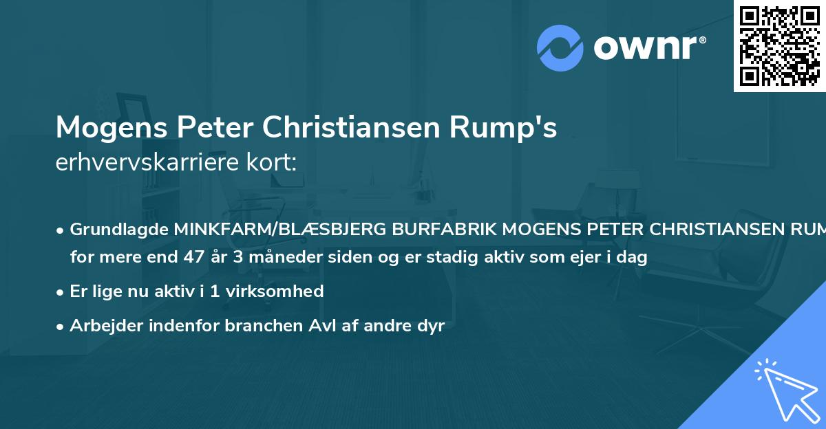 Mogens Peter Christiansen Rump's erhvervskarriere kort