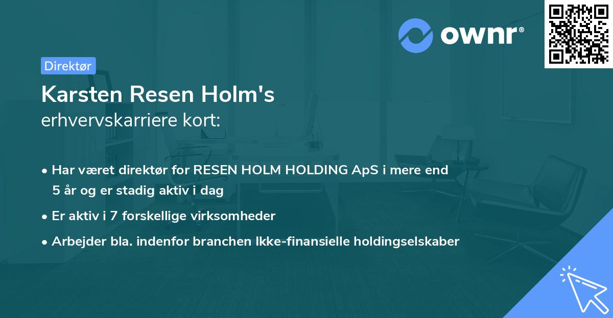 Karsten Resen Holm's erhvervskarriere kort