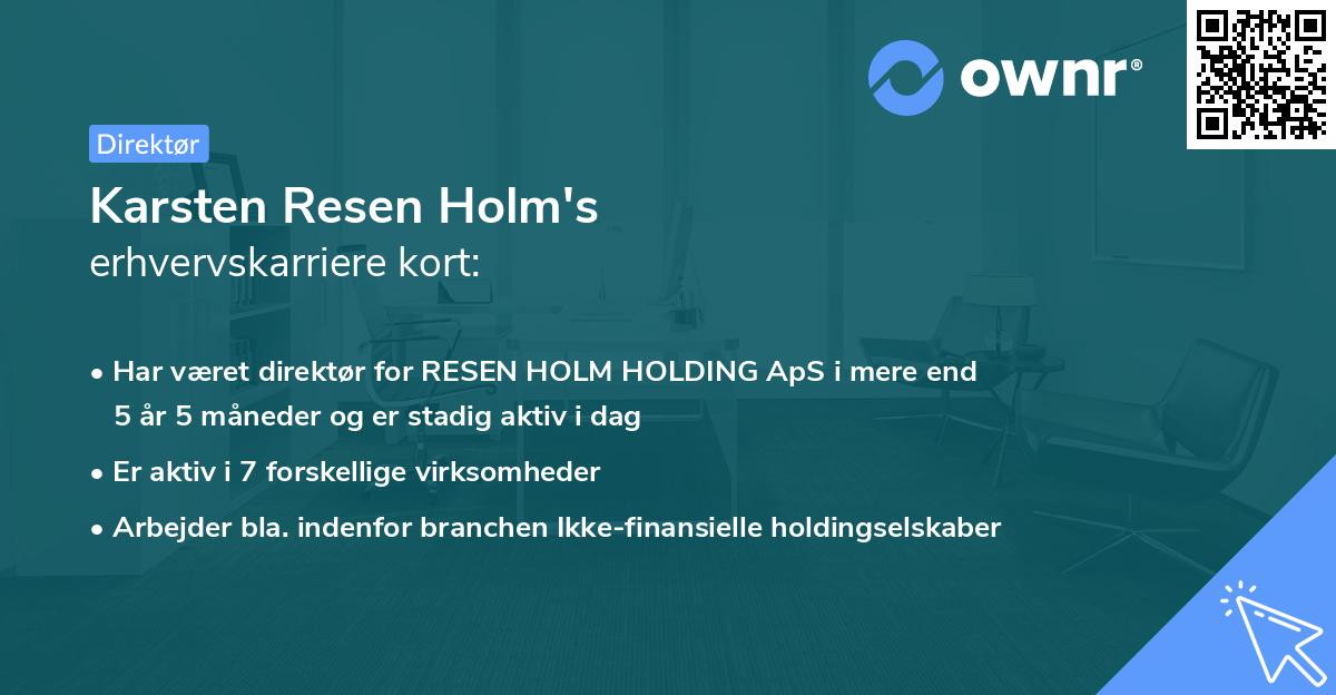 Karsten Resen Holm's erhvervskarriere kort