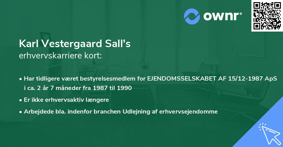Karl Vestergaard Sall's erhvervskarriere kort
