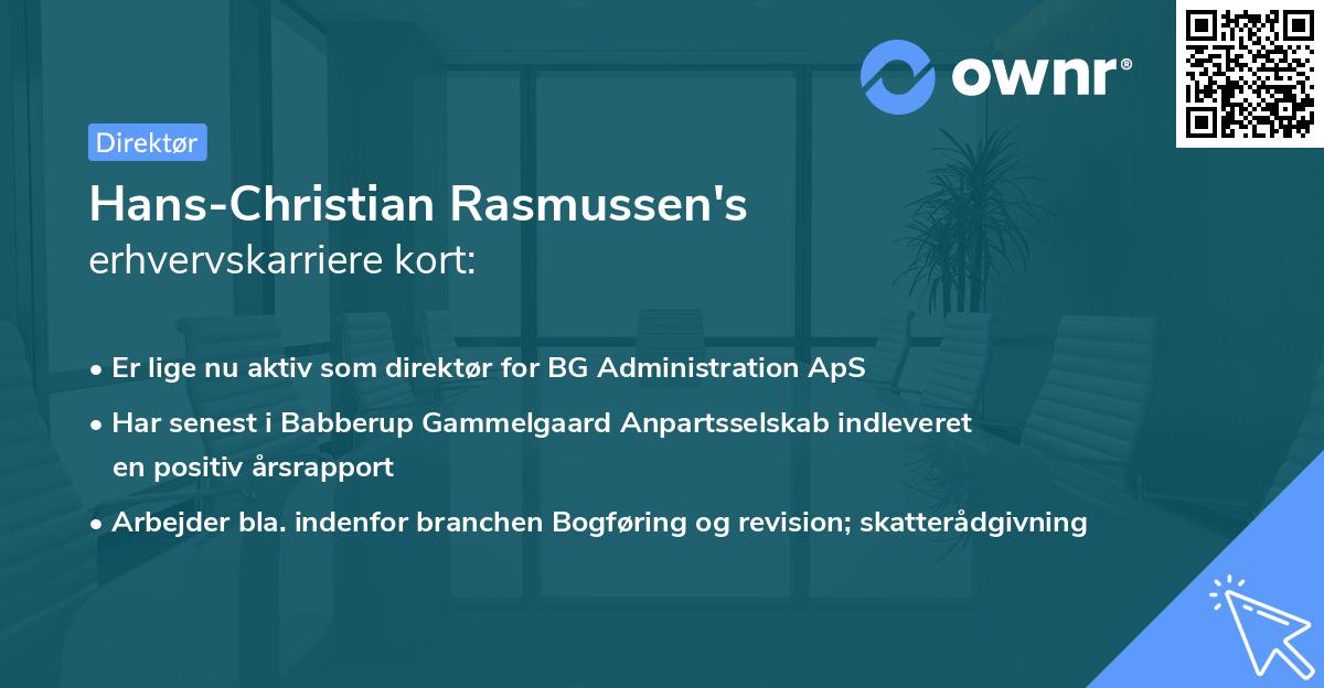 Hans-Christian Rasmussen's erhvervskarriere kort