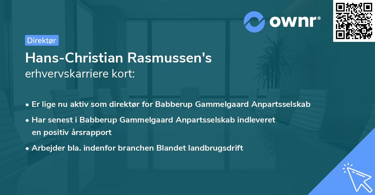 Hans-Christian Rasmussen's erhvervskarriere kort