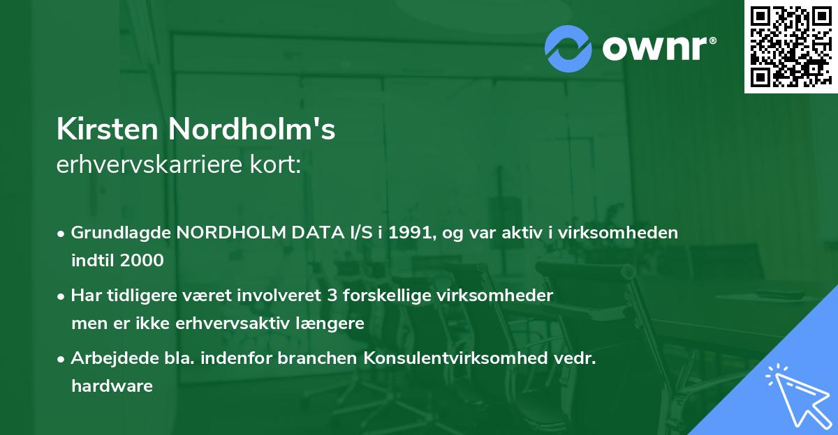 Kirsten Nordholm's erhvervskarriere kort