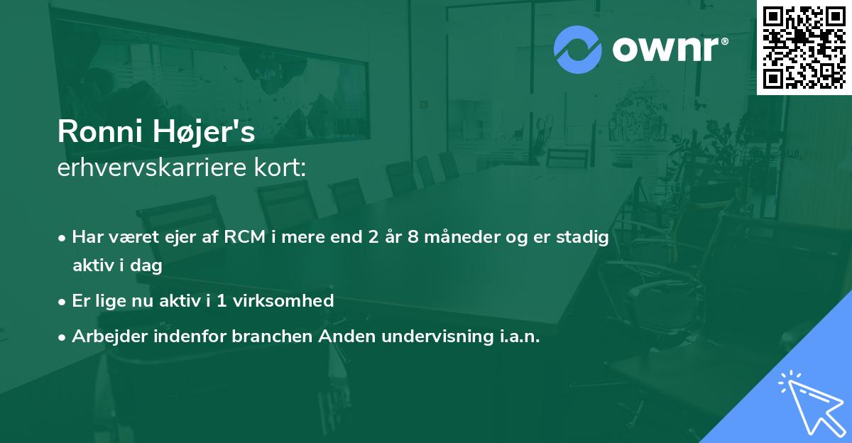 Ronni Højer's erhvervskarriere kort