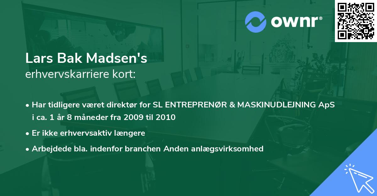 Lars Bak Madsen's erhvervskarriere kort