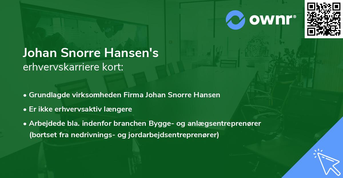Johan Snorre Hansen's erhvervskarriere kort