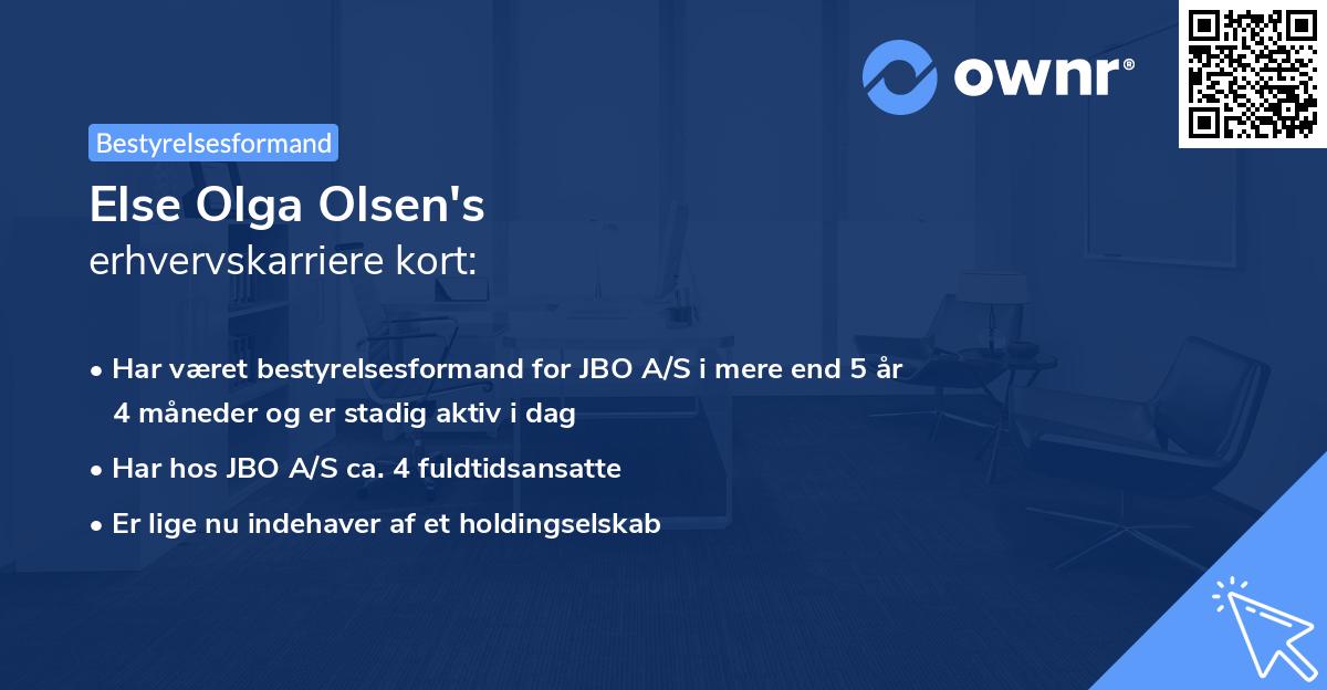 Else Olga Olsen's erhvervskarriere kort