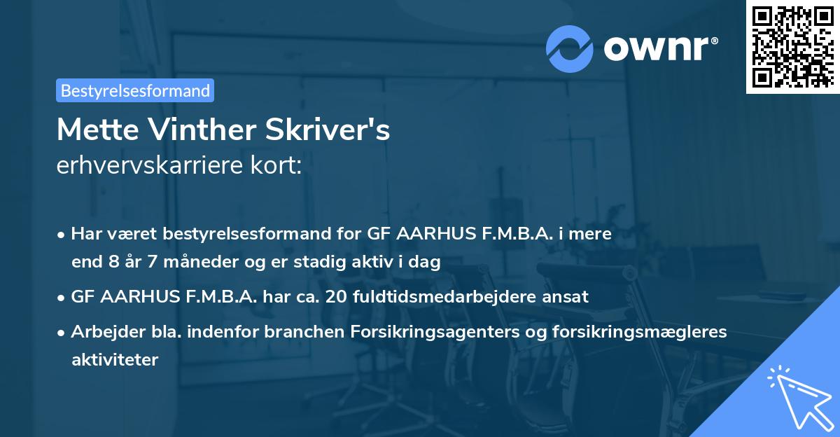 Mette Vinther Skriver's erhvervskarriere kort