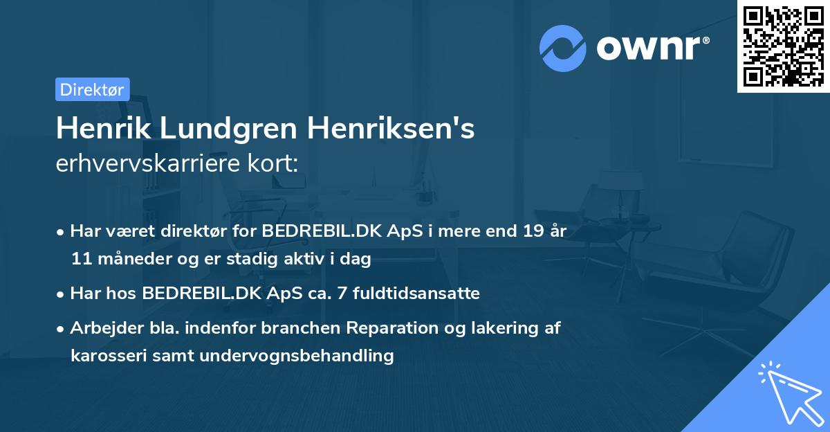 Henrik Lundgren Henriksen's erhvervskarriere kort