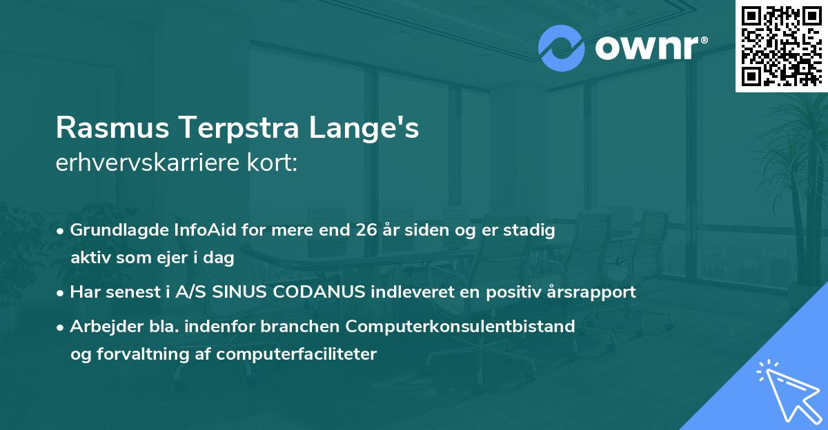 Rasmus Terpstra Lange's erhvervskarriere kort