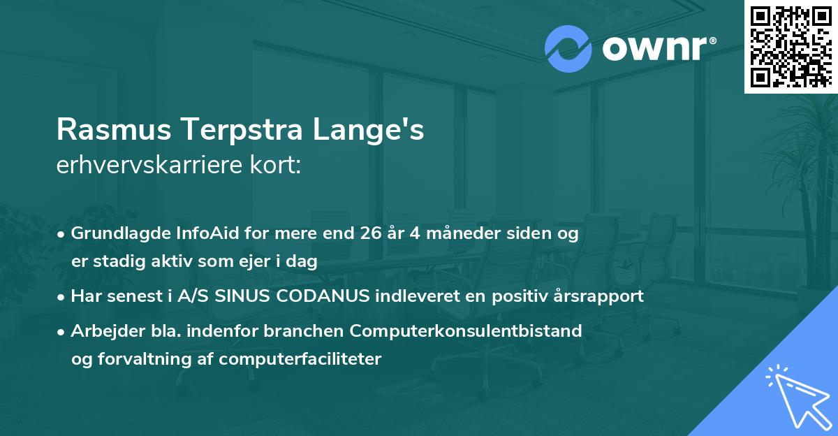Rasmus Terpstra Lange's erhvervskarriere kort