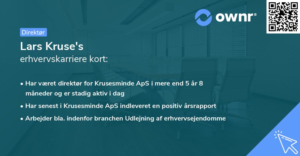 Lars Kruse's erhvervskarriere kort