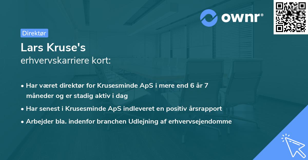 Lars Kruse's erhvervskarriere kort