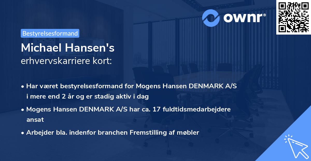 Michael Hansen's erhvervskarriere kort