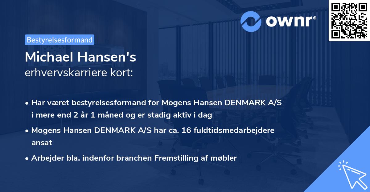 Michael Hansen's erhvervskarriere kort