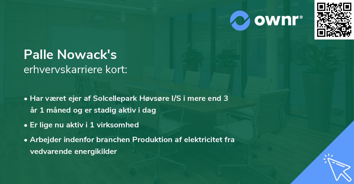 Palle Nowack's erhvervskarriere kort