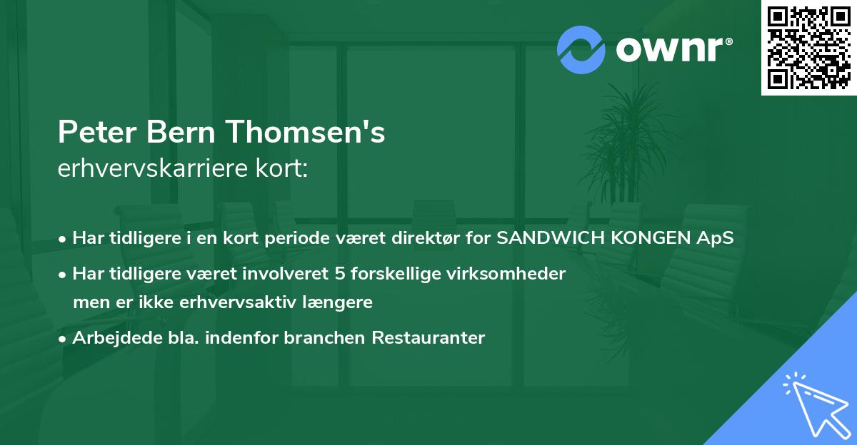 Peter Bern Thomsen's erhvervskarriere kort