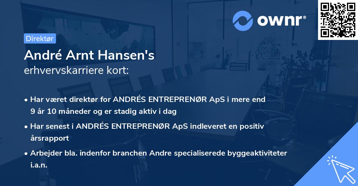 André Arnt Hansen's erhvervskarriere kort