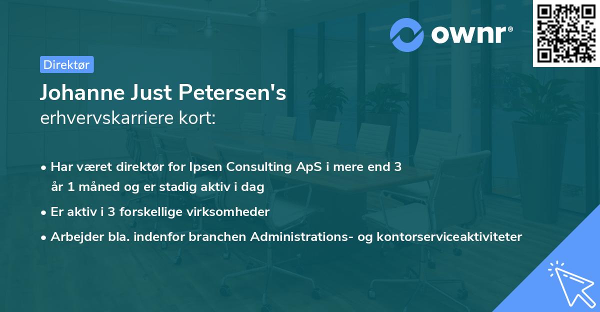 Johanne Just Petersen's erhvervskarriere kort