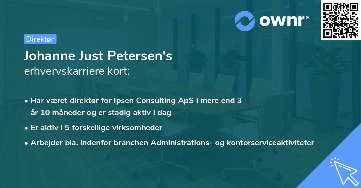 Johanne Just Petersen's erhvervskarriere kort