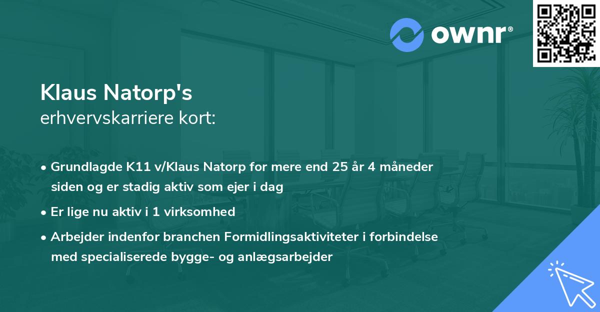 Klaus Natorp's erhvervskarriere kort