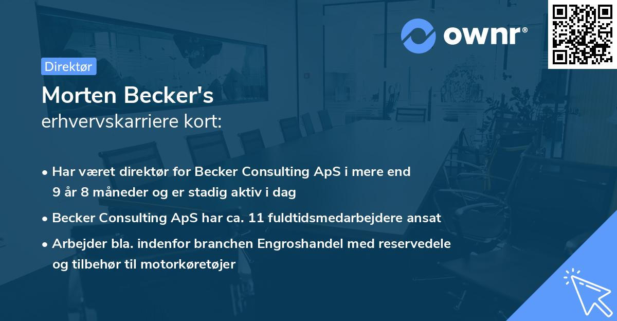 Morten Becker's erhvervskarriere kort