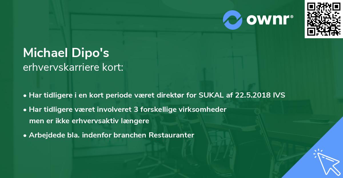 Michael Dipo's erhvervskarriere kort
