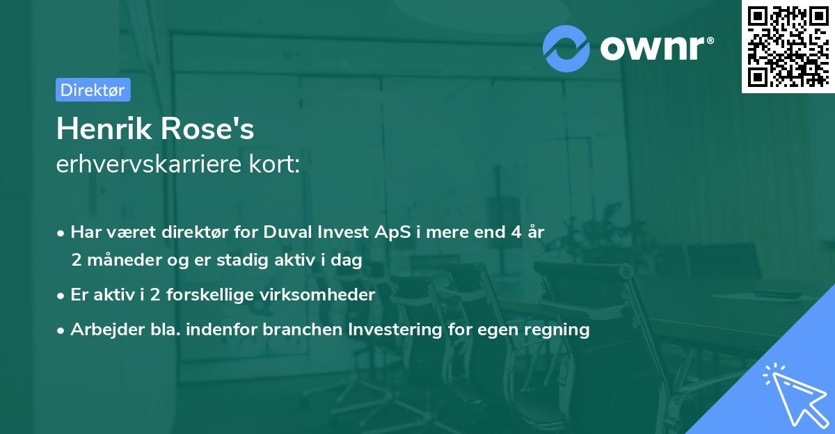 Henrik Rose's erhvervskarriere kort