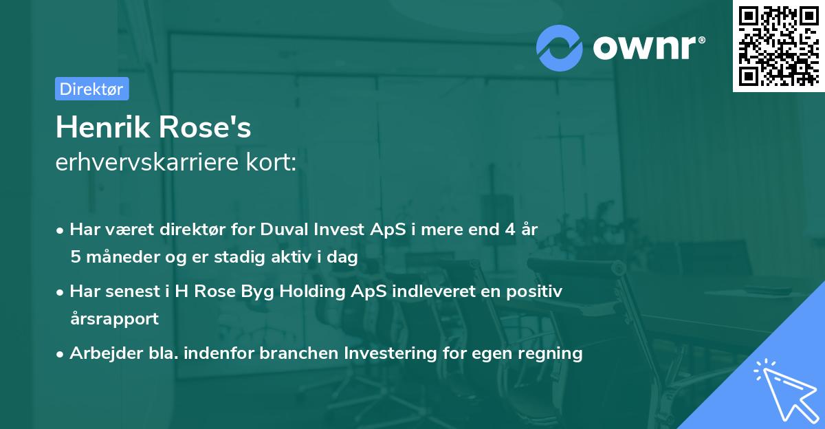 Henrik Rose's erhvervskarriere kort