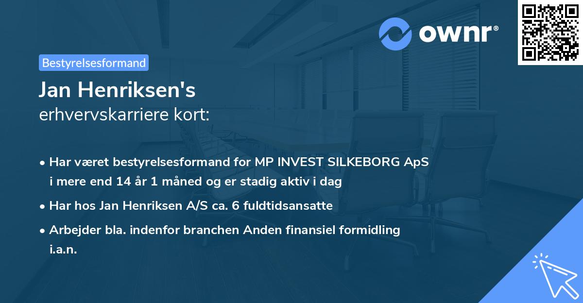 Jan Henriksen's erhvervskarriere kort