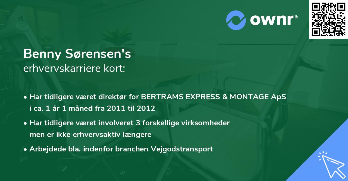 Benny Sørensen's erhvervskarriere kort