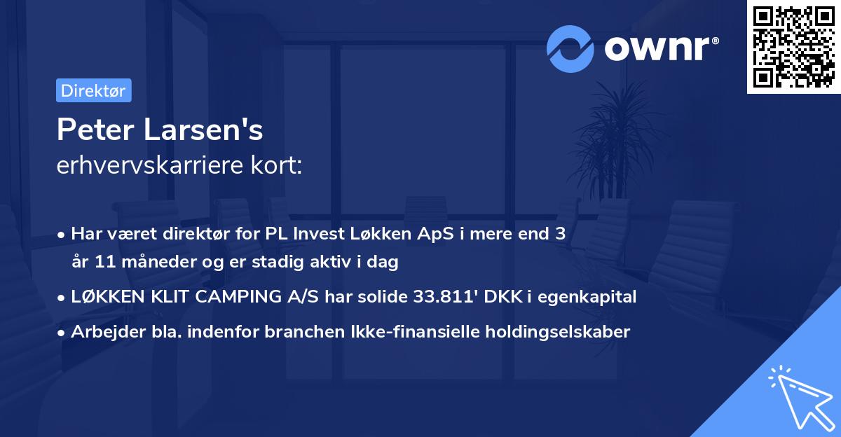 Peter Larsen's erhvervskarriere kort