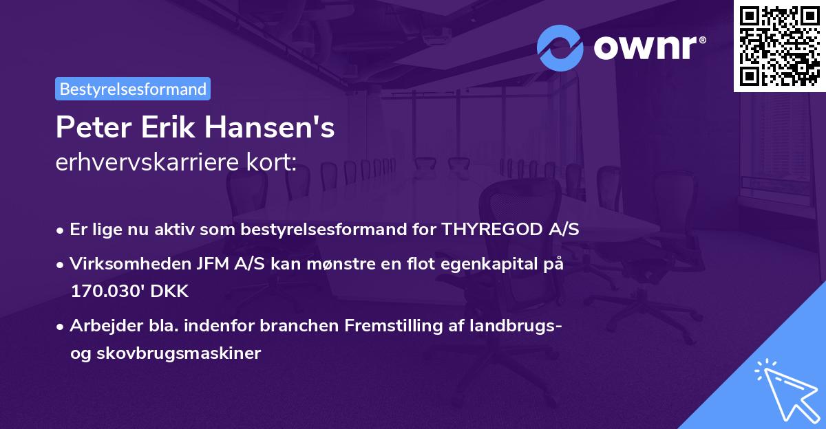 Peter Erik Hansen's erhvervskarriere kort