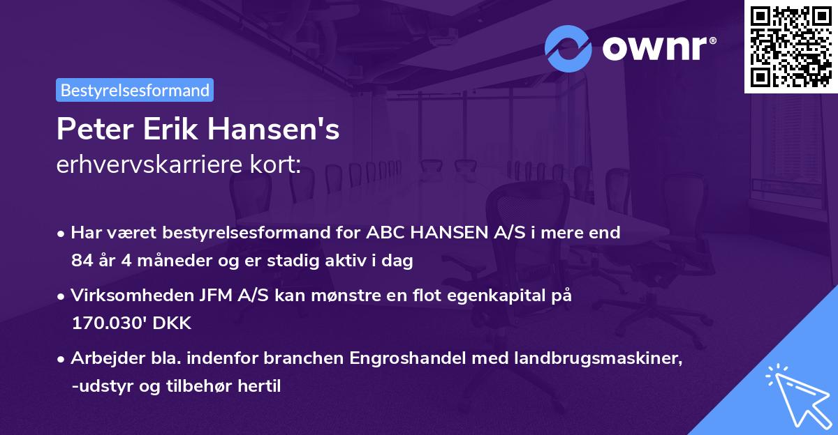 Peter Erik Hansen's erhvervskarriere kort