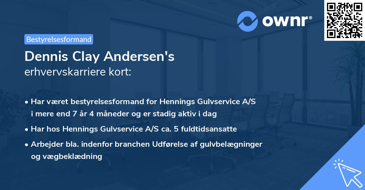 Dennis Clay Andersen's erhvervskarriere kort