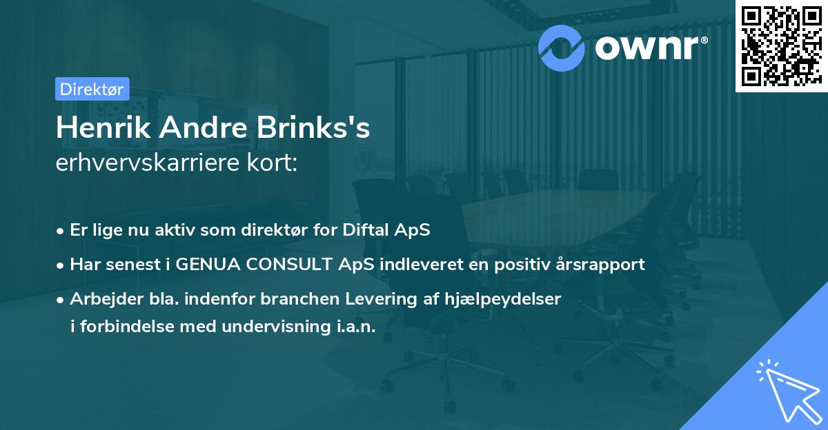 Henrik Andre Brinks's erhvervskarriere kort