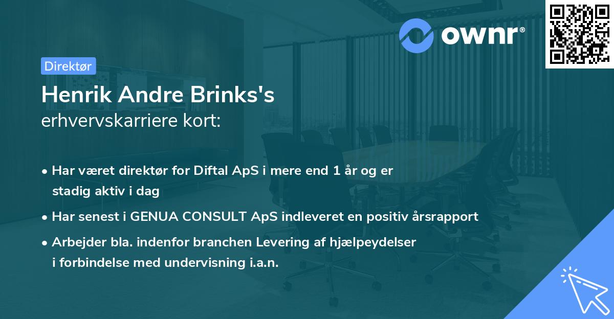 Henrik Andre Brinks's erhvervskarriere kort