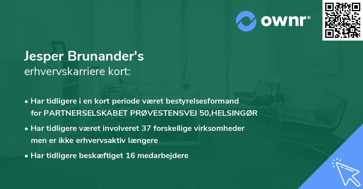 Jesper Brunander's erhvervskarriere kort