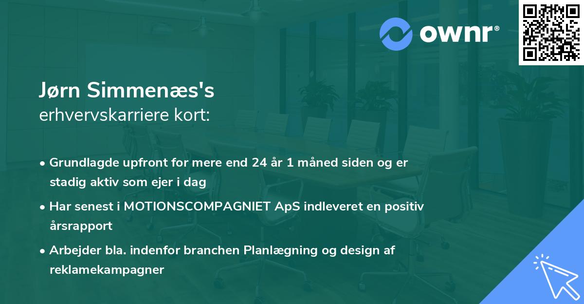 Jørn Simmenæs's erhvervskarriere kort