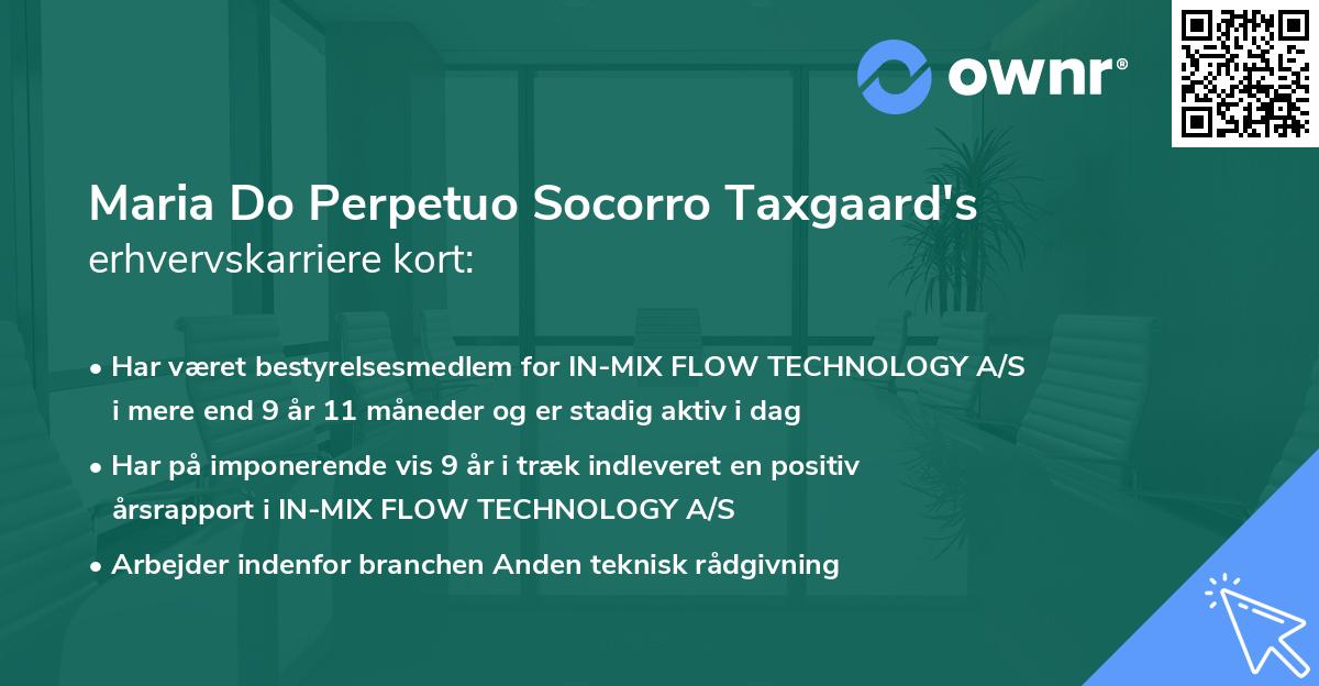 Maria Do Perpetuo Socorro Taxgaard's erhvervskarriere kort